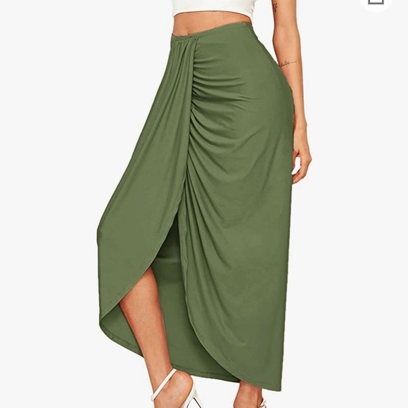 Draped Maxi Skirt with Slit - Picture 2 of 6